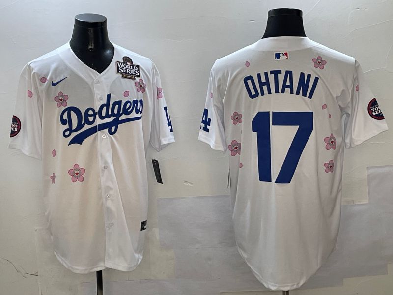 Men Los Angeles Dodgers #17 Ohtani White Sakura Edition 2025 Nike MLB Jersey style 2->los angeles dodgers->MLB Jersey
